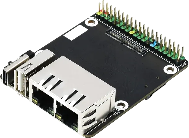 A Raspberry Pi board with two network interfaces